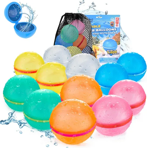 Miniatura 10 de 4 globos de agua magnéticos reutilizables, recargables de silicona para baño, piscina, playa, juguetes para niños, bolas de salpicaduras