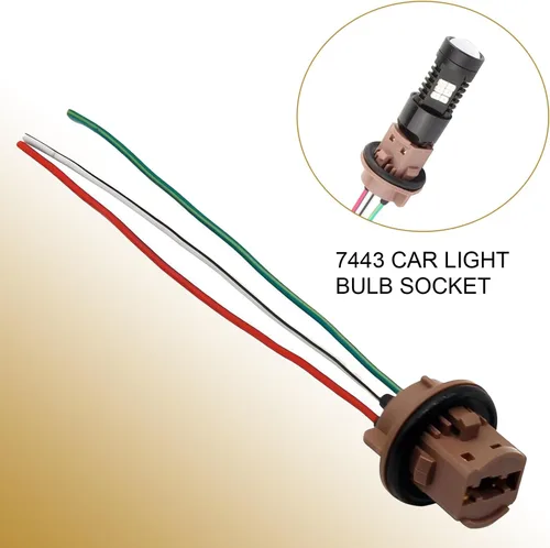 Miniatura 5 de Pack-2 Automotive 7443 Portabombillas de Luz de Freno, Conector de Arnés con Socket Pigtail, Adaptador Hembra de Plástico con Aislamiento