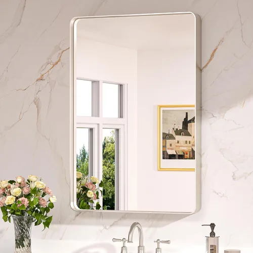 Miniatura 14 de Keonjinn Espejos de baño negros para sobre el fregadero, espejos cuadrados grandes de 36 x 36 pulgadas para pared, espejo rectangular redondeado