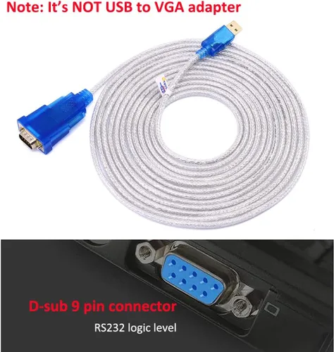 Miniatura 2 de DTECH Cable adaptador USB a serie con puerto macho RS232 DB9 chipset FTDI compatible con Windows 10 8 7 y Mac Linux - 4 pies