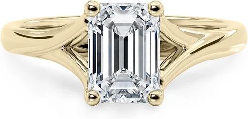 IGI 1 2 3 quilates corte esmeralda blanca excelente solitario dos hombros creado en laboratorio anillo de compromiso de diamantes en oro amarillo de