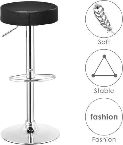 Miniatura 6 de WATERJOY Taburetes de barra redondos ajustables, taburete de bar giratorio de Seat de la PU con reposapiés