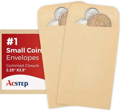Miniatura 13 de ACSTEP Paquete de 500 sobres de monedas de colores #1 de 2.25 x 3.5 sobres, 10 sobres de semillas de papel autoadhesivos de colores surtidos