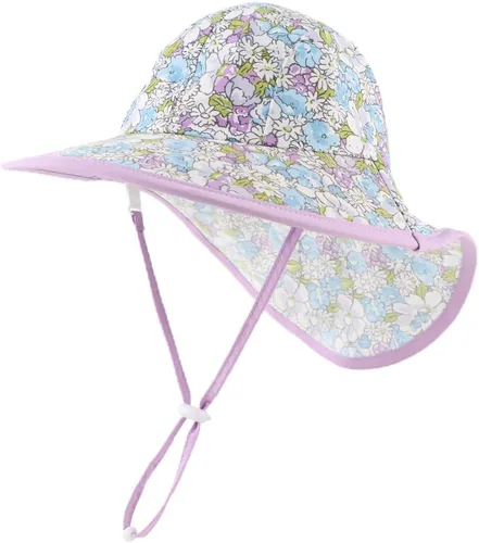 Miniatura 16 de Sombrero de verano para niños pequeños con solapa para el cuello, impermeable, sombrero de natación para niños, protección UV, sombrero de playa