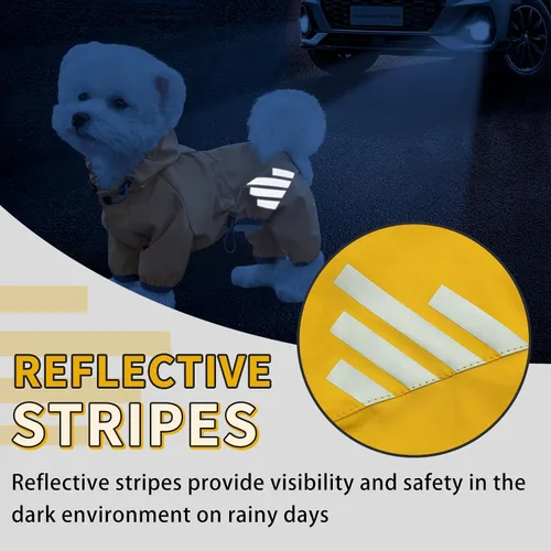 Miniatura 4 de Chubasquero para Perro, Chaqueta de Lluvia Impermeable para Perro con Capucha, Abrigo de Lluvia con Agujero para Correa, Correa Reflectante