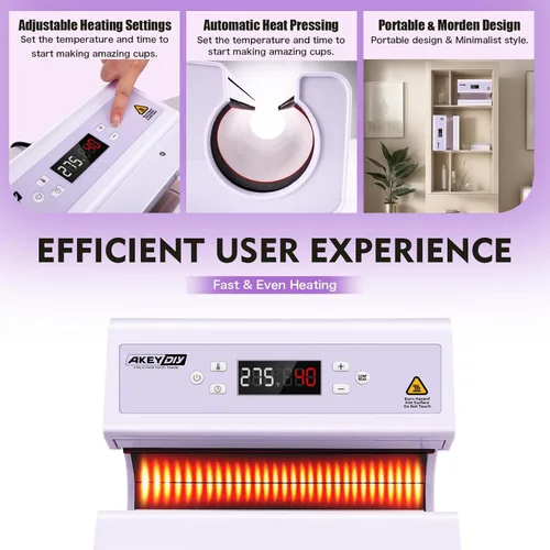 Miniatura 6 de AKEYDIY Máquina de Prensa Térmica Automática para Vasos 30OZ, Prensa de Tazas, Prensa y Liberación Automática, Ajuste de Temperatura y Tiempo