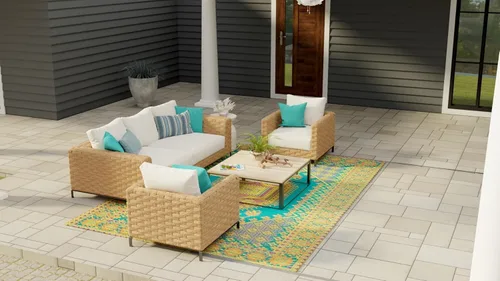Miniatura 4 de Mad Mats Alfombra para Exteriores, Tapete de Plástico Reversible para Patio, Porche, Terraza, Cocina y Baño, Turco, 6' x 9', Aqua