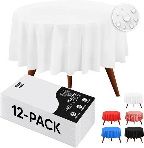 Miniatura 23 de Utopia Kitchen Mantel de plástico desechable (paquete de 6 unidades, 54 x 108 pulgadas), mantel rectangular negro, impermeable, resistente a