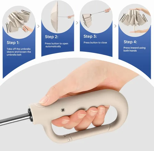 Miniatura 4 de Paraguas inteligente, reforzado a prueba de viento, duradero, protector solar, protección UV UPF50+, con anillo reflectante de ángel, negocios