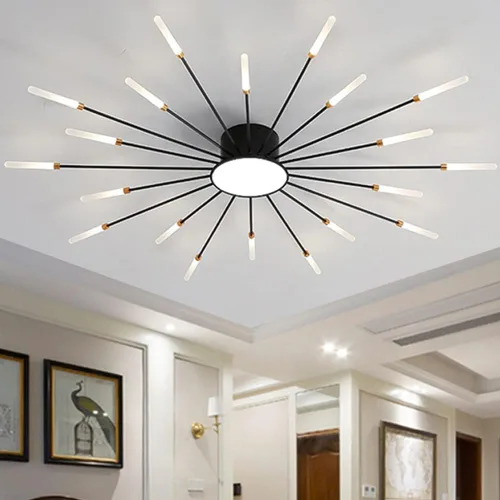 Miniatura 10 de Lámpara de techo LED regulable de 32 pulgadas, 12 luces de techo, lámpara de techo empotrada, iluminación de interior dorada para sala de estar, 12