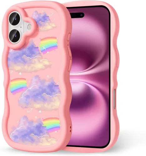 Miniatura 248 de Compatible con iPhone SE/8/7 Funda para Mujeres y Niñas, Marco Ondulado Rizado con Patrón Lindo, Estética Delgada Suave Silicona TPU Parachoques