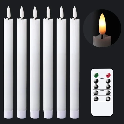 Miniatura 13 de GenSwin Velas de Ventana que Funcionan con Batería con Temporizador, Velas Cónicas sin Llama, Candelabros Cónicos LED para Ventana Negros