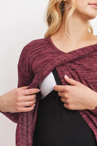 Miniatura 7 de HELLO MIZ Vestido túnica de maternidad de enfermería de punto de manga larga para mujer