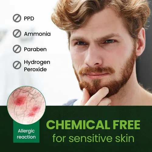 Miniatura 2 de Tinte para bigote y barba para hombre (marrón oscuro, paquete de 3), sin PPD, sin amoníaco, vegano con ingredientes naturales, suave para pieles