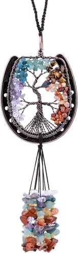 rockcloud Adorno para colgar en la pared de herradura con borlas de cristales, piedras preciosas para ventana para decoración de meditación en casa,