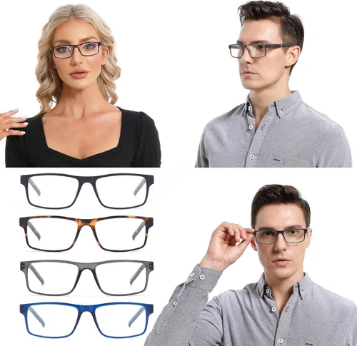 Miniatura 3 de Reading Glasses for Men Women, Spring Hinge Readers Glasses, Blue Light Blocking Lens Eyeglasses SR20523