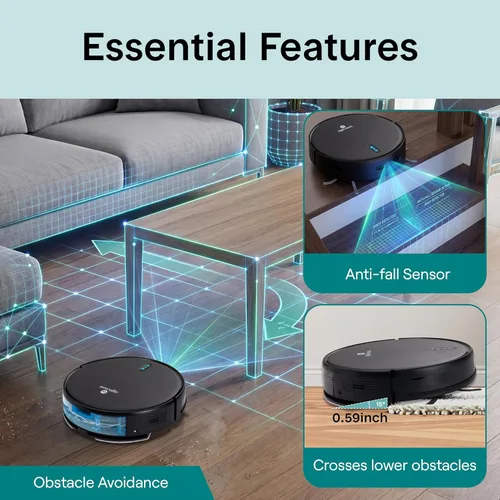 Miniatura 7 de SereneLife Robot aspirador automático y trapeador, edición Pro con batería mejorada, succión extrema, tanque de agua interno, control inteligente
