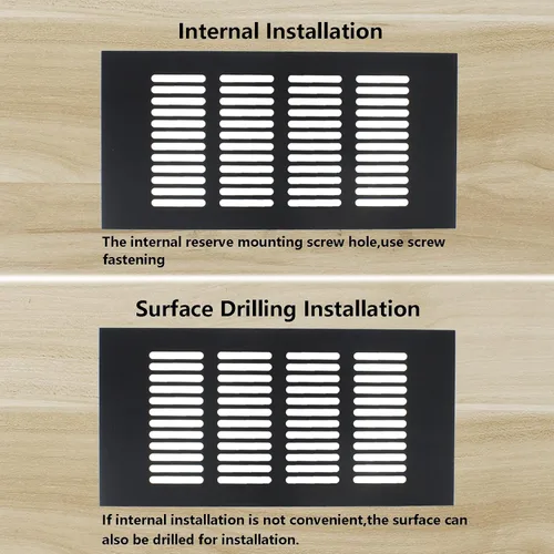 Miniatura 6 de 2 fundas para ventilación de aire, rejilla de ventilación de aleación de aluminio negro rectangular con listones de metal para armario, estufa