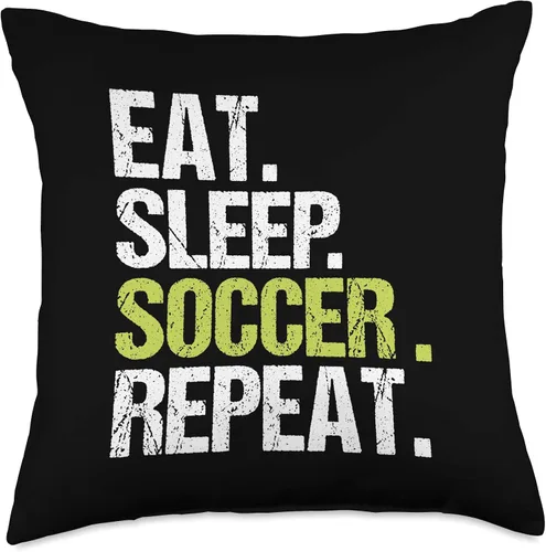 Miniatura 5 de BoredKoalas Almohadas Comer dormir fútbol repetir jugador fan fútbol amante del fútbol almohada regalo manta, 16 x 16, multicolor