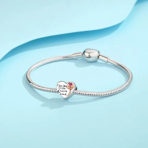 Miniatura 3 de MallDou Jewelry Dije de plata de ley 925 para dijes, pulseras, lazo, árbol familiar, corazón, regalo de cumpleaños, Cristal, Circonita cúbica