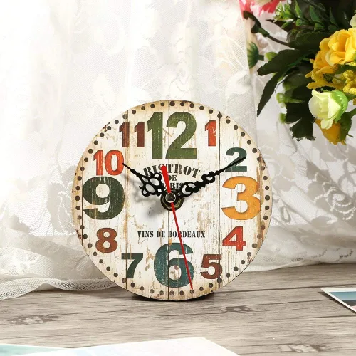 Miniatura 2 de Reloj colgante de madera, reloj de pared de madera ligero, práctico para decoración del hogar, decoración de cocina (#3)