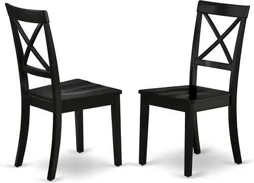 Miniatura 4 de East West Furniture AMBO3-BCH-W Juego de mesa y sillas de cocina de 3 piezas contiene una mesa de comedor redonda con pedestal y 2 sillas de asiento
