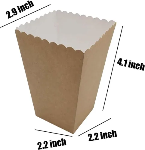 Miniatura 2 de We Moment Caja de papel kraft para palomitas de maíz, contenedor de cartón para palomitas de maíz, para fiestas, paquete de 36
