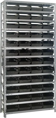 Miniatura 469 de Quantum QSBU-245BK Heavy Duty Shelving Unit with (7) Shelves and (24) QUS245 Black Bins for Garage Warehouse Storage Distribution 400 lb Load
