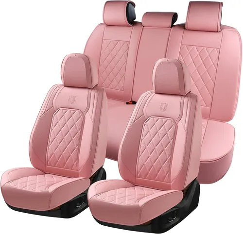 Miniatura 17 de Coverado Fundas de Asientos Delanteros, Funda de Asiento de Cuero Sintético de Lujo Impermeable, Protector de Asiento de Coche Beige, Funda
