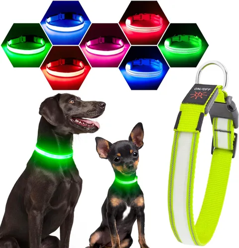 Miniatura 10 de Collares de perro con luz Visinite para perros pequeños, collar de perro LED recargable, collar de perro iluminado totalmente ajustable, collares