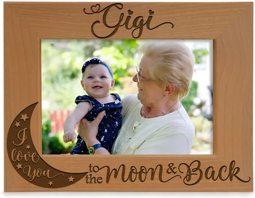 Miniatura 7 de KATE POSH GIGI, I Love you to the Moon and Back, marco de fotos de madera natural grabado, regalos del día de los abuelos, regalos de abuela, abuela