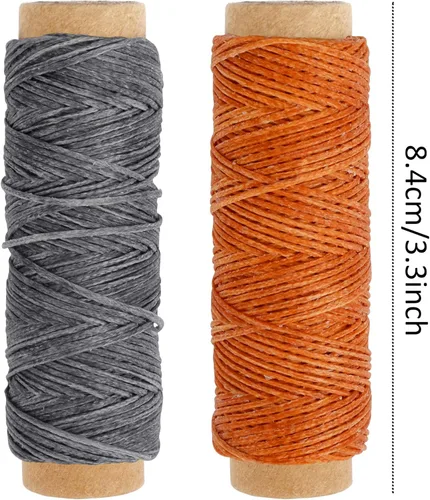 Miniatura 2 de JANYUN 792 yardas, 24 colores, hilo plano encerado para costura de cuero, suministros de bricolaje, cada uno de 33 yardas