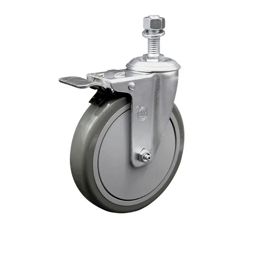 Miniatura 20 de Rueda giratoria de poliuretano con vástago roscado con rueda gris de 3 x 1.25 pulgadas y vástago de 1/2 pulgada - Capacidad de 300 libras/ruedas