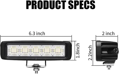 Miniatura 3 de barra de luz de 6 pulgadas de 72W, 5000 lms, luces antiniebla de reversa y respaldo para tractor, limpieza de nieve, camión, barco, SUV, ATV, 12/24V
