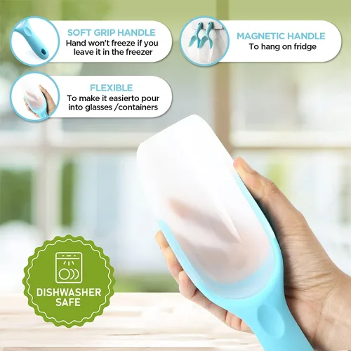 Miniatura 4 de Spring Chef Pala magnética para hielo para congelador, pala de hielo translúcida de plástico flexible sin BPA con mango de agarre suave, pala