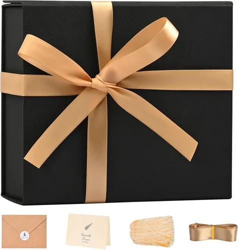 Miniatura 40 de LIFELUM Caja de regalo de 13.5 x 10 x 4 pulgadas, caja de regalo grande con tapas magnéticas, cajas de regalo negras para regalos de graduación