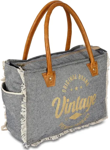 Miniatura 7 de KPL Sel De Mer Upcycled Canvas and leather Hand Bag Cowhide Tote Bag shopping bag carry on leather bag