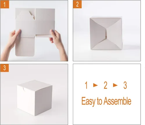 Miniatura 4 de GEFTOL Caja de regalo, paquete de 10 cajas plegables de 8 x 8 x 4 pulgadas, caja de regalo de papel para damas de honor, para novia, fiesta de Blanco