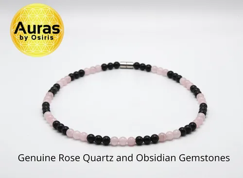 Miniatura 51 de Collar de cristal de obsidiana negra hecho a mano, collar de cuentas de piedras preciosas naturales auténticas, curación, protección, talismán mala