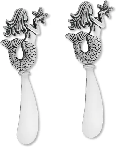 Miniatura 5 de UP ware American Flamingo - Juego de esparcidores de mantequilla de aleación de zinc con asas decorativas para queso, crema y salsas, plateado, 5