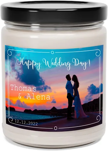 NHI Velas personalizadas con foto, regalo de vela personalizada, tarro de cera de soja perfumada de 9 onzas, decoración del hogar, fabricadas en los