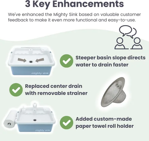 Miniatura 5 de Fregadero portátil Mighty Sink: Estación de lavado patentada con grifo electrónico 2 galones Fácil instalación