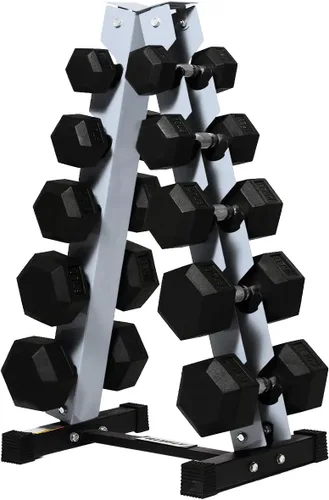 Miniatura 20 de RitFit Juego de mancuernas hexagonales de goma de 250 libras/300 libras/350 libras/550 libras/650 libras con estante de pesas, múltiples opciones
