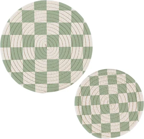 Miniatura 10 de Salvamanteles para platos calientes, ollas y sartenes, 2 soportes para ollas, resistentes al calor, de algodón, redondos, para encimera de cocina