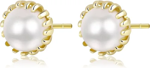 Miniatura 50 de Aretes de perlas para mujer, perlas redondas blancas, aretes de oro envueltos de alambre, joyería hecha a mano para mamá, amante y ella
