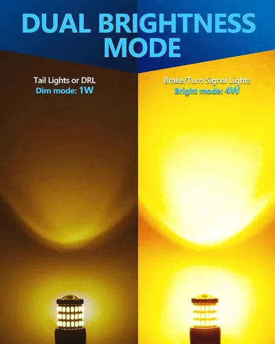 Miniatura 5 de Yorkim Bombillas LED superbrillantes 1157 ámbar, 9-30 V 1157 2057 2357 7528 BAY15D bombilla LED con proyector, repuesto para luz intermitente, luz