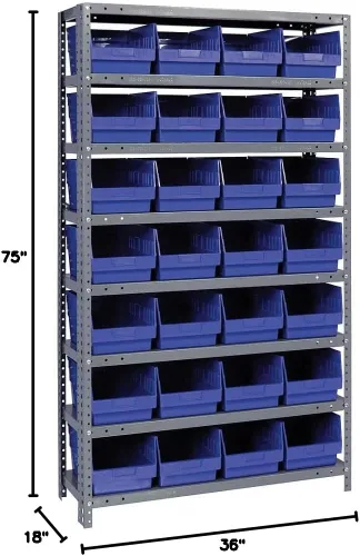 Miniatura 566 de Quantum QSBU-245BK Heavy Duty Shelving Unit with (7) Shelves and (24) QUS245 Black Bins for Garage Warehouse Storage Distribution 400 lb Load