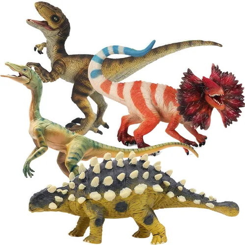 Miniatura 2 de Gemini&Genius Anquilosaurio Velociraptor Compsognathus Dilophosaurus Dilophosaurus Dinosaurs Set, recuerdo de fiesta, coleccionista de dinosaurios