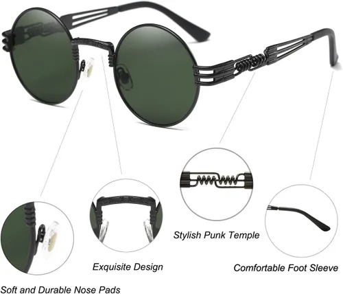 Miniatura 44 de Dollger Gafas de sol redondas Steampunk con marco de metal