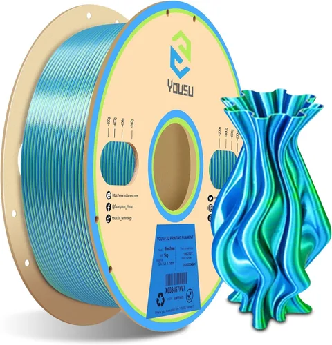 Miniatura 20 de Yousu Seda de Doble Color Filamento PLA para 3D Impresora Filamento Coextrusión PLA Multicolor Filamento PLA 1.75mm (± 0.03 mm) Compatible